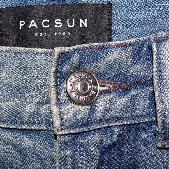 PacSun "Stacked Skinny" Distressed Frayed-Hem Jeans - Picture 4 of 16